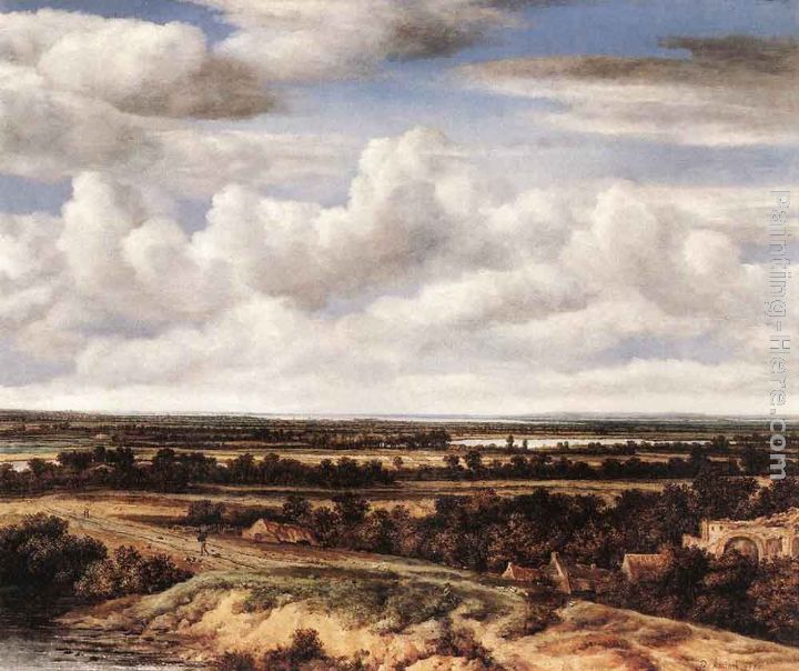 An Extensive Landscape with a Road by a Ruin